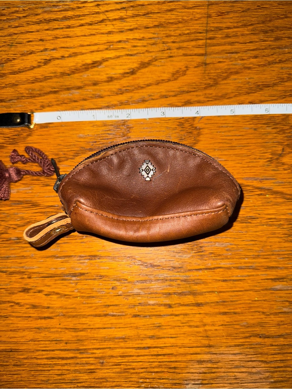 Nena & Co. Dark Brown Leather Coin Pouch with Brushed Metal Zipper